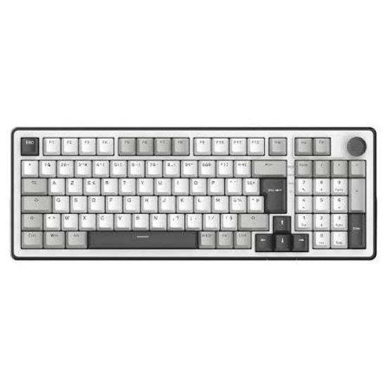 Clavier Gaming The G-Lab Keyz Elite TKL - Mécanique RGB, Sans Fil Tri-Mode (2.4GHz/BT/USB-C) - Blanc/Gris