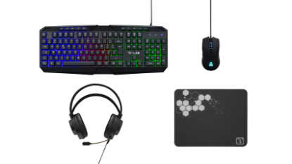 Pack Gaming 4-en-1 The G-Lab Combo Natrium - Clavier AZERTY RGB + Souris 6400 DPI + Casque + Tapis - PC/PS4/PS5/Xbox