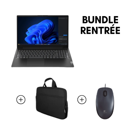 PC Portable Lenovo V15 15,6" FHD Intel N100 8 Go / 128 Go Windows 11 Pro + Souris Logitech M90 + Sacoche Urban Factory 15,6" Noir