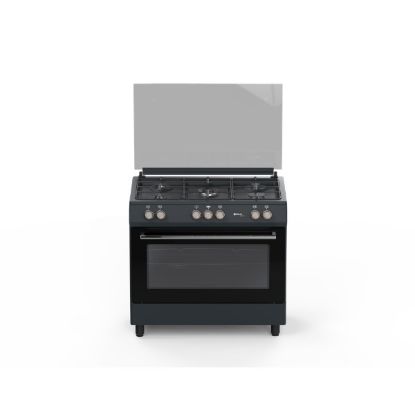 Cuisinière 5 feux gaz + four électrique à chaleur tournante 60x90cm - Merlin M-6090CGFE-B - Noir