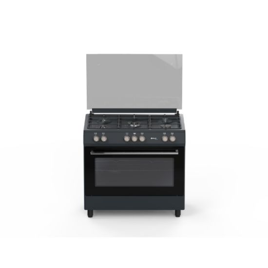 Cuisinière 5 feux gaz + four électrique à chaleur tournante 60x90cm - Merlin M-6090CGFE-B - Noir