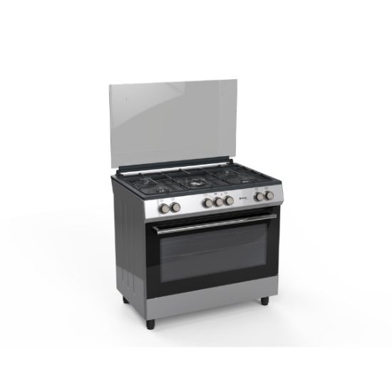 Cuisinière 5 feux gaz + four électrique à chaleur tournante 60x90cm - Merlin M-6090CGFE-S - Silver