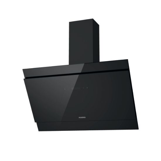 Image de Hotte décorative inclinée Rosières 90 cm verre noir
