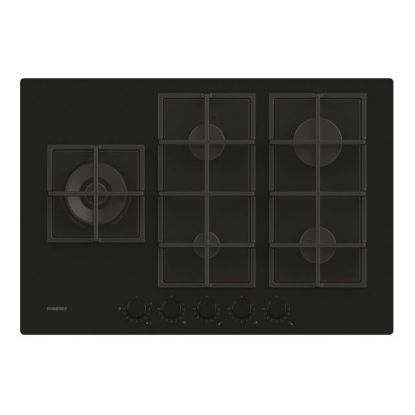 Image de Table de cuisson gaz Rosières 75 cm 5 feux dessus verre noir