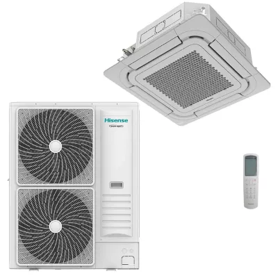 Climatiseur Cassette Réversible Hisense TURBO 36000 BTU – R32, A++/A+, Wi-Fi Optionnel, Télécommande et Panneau Inclus