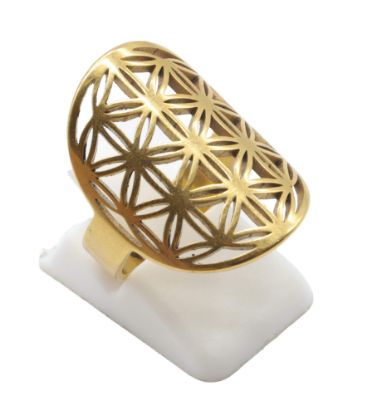 Image de Bague fleur de vie en acier inoxydable doré