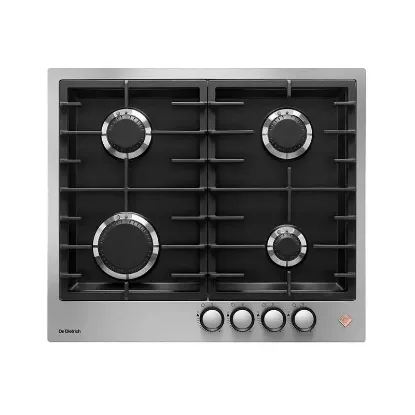 Plaque de cuisson gaz 60 cm 4 foyers 7500 W Inox noir — De Dietrich DPE4620XF