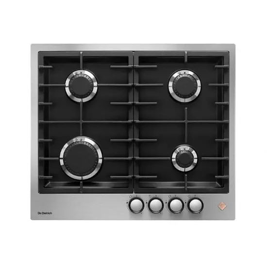 Plaque de cuisson gaz 60 cm 4 foyers 7500 W Inox noir — De Dietrich DPE4620XF