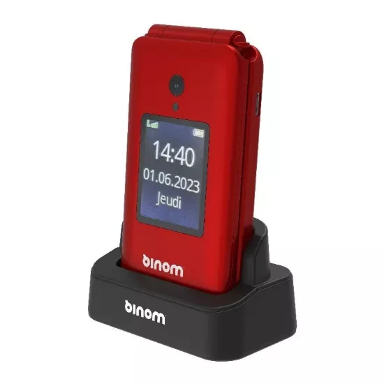 Téléphone portable Binom X3 Senior – 4G – Clapet – Bouton SOS – GPS – Rouge