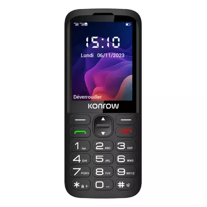 Téléphone portable Konrow Senior 280 Next – 4G – Clapet 2,8" – Bluetooth – Socle de charge – Noir