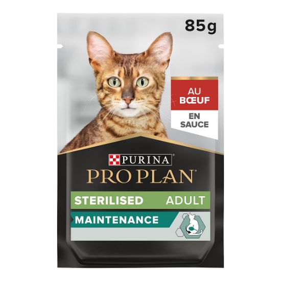 Pâtée chat Purina Pro Plan Sterilised bœuf – carton de 26 pochons de 85 g