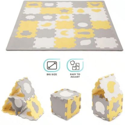 Image de Tapis puzzle shape enfant Luno mousse jaune – Kinderkraft