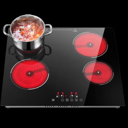 Table de cuisson vitrocéramique DeRosso DR-4F60V | 4 foyers, 6000 W, commandes tactiles