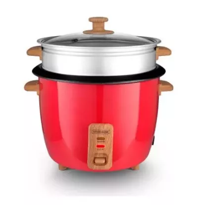 Cuiseur à riz 1,8 L avec panier vapeur – Kitchencook Japan X Wood Red – rouge et bois