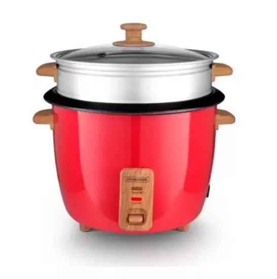 Cuiseur à riz 1,8 L avec panier vapeur – Kitchencook Japan X Wood Red – rouge et bois