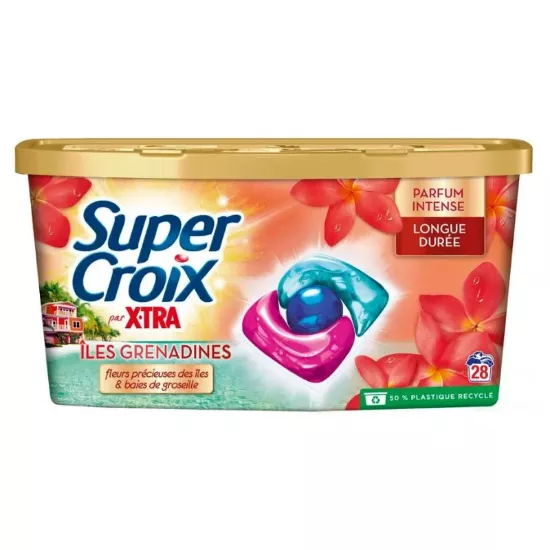 Lessive en capsules Super Croix par X-TRA trio-caps iles grenadines × 28 336 g