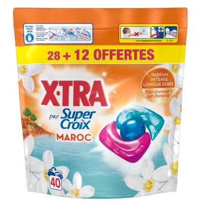 Lessive en capsules Super Croix par X-TRA trio-caps maroc × 40 "format girafe" (28+12 gratuites) - 480 g