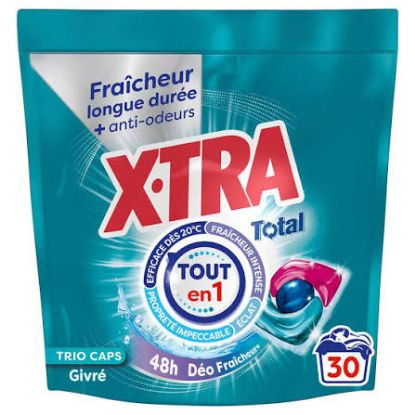 Lessive en capsules X-TRA Total trio-caps déo fraîcheur+ givrée × 30 360 g