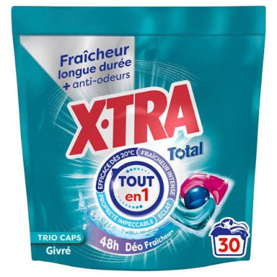 Lessive en capsules X-TRA Total trio-caps déo fraîcheur+ givrée × 30 360 g