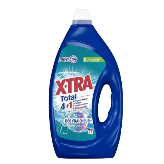 Lessive liquide X-TRA Total déo fraîcheur+ givrée 77 lavages 3,465 L