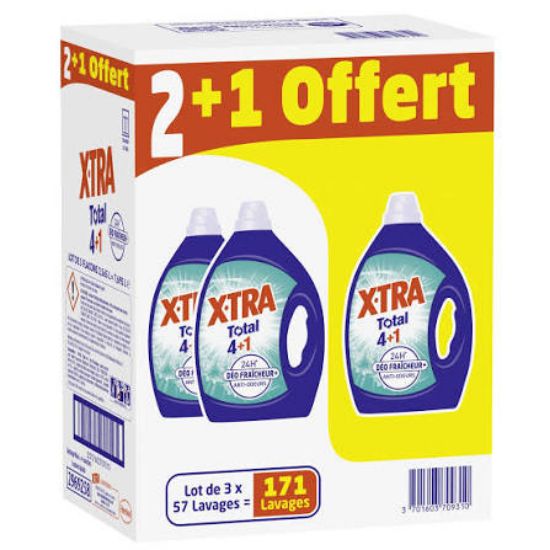 Lessive liquide X-TRA Total fraîcheur+ givrée 3x40 lavages 3x1,80 L lot