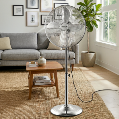Ventilateur sur Pied Techwood Métal Chrome | 40 cm - 50W
