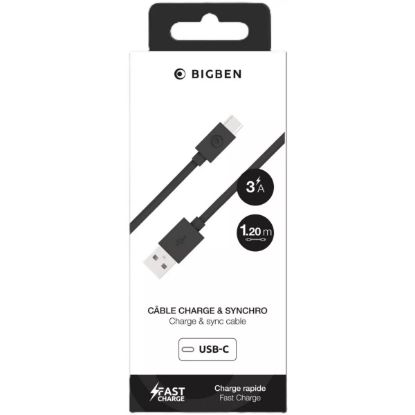 Câble USB-A vers USB-C 1,2 m Big Ben, recyclé, noir