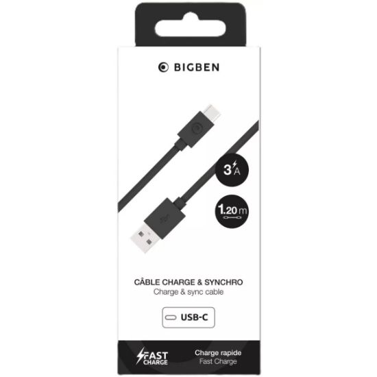 Câble USB-A vers USB-C 1,2 m Big Ben, recyclé, noir