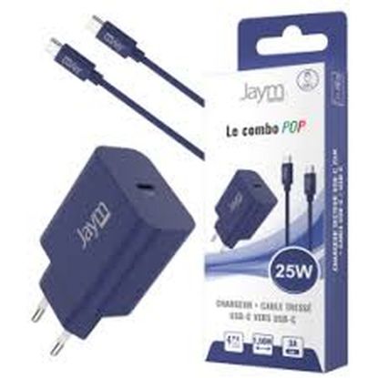 Pack Jaym POP : chargeur USB-C 25 W + câble USB-C 1,5 m, bleu
