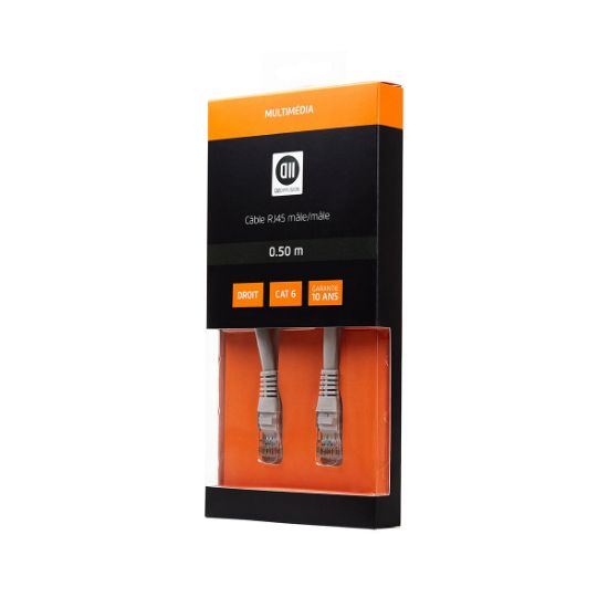 Câble réseau Ethernet RJ45 Cat 6 50 cm D2 Diffusion