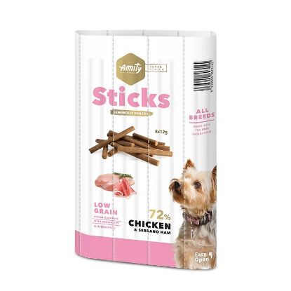 Sticks à mâcher chien Amity Super Premium poulet et jambon Serrano