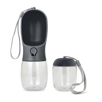 Gourde de voyage 2 en 1 pour chien eau 280 ml et croquettes 100 g – Livoo PET103 – gris et noir