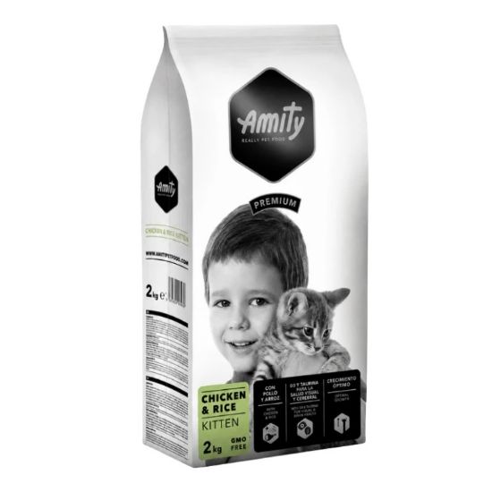 Croquettes chaton Amity Premium poulet et riz – 2 kg