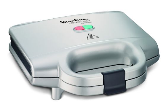 Appareil à sandwich Moulinex Ultracompact SM1561 – plaques grill et panini, 700 W, argent