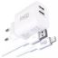 Pack Jaym : chargeur secteur 2 USB 12 W + câble Lightning MFi 2 m, blanc