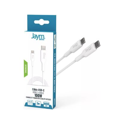 Câble USB-C vers USB-C 100 W 2 m Jaym, blanc