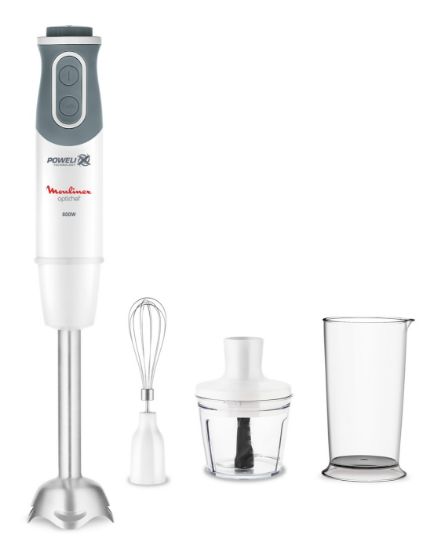 Mixeur plongeant Moulinex Optichef DD6421 – 3 en 1, 800 W, 10 vitesses, blanc et gris