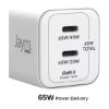 Chargeur secteur GaN Jaym 65 W, 2 ports USB-C, blanc
