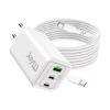 Pack Jaym : chargeur GaN 2 USB-C + USB-A + câble USB-C 100 W 2 m, blanc