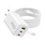Pack Jaym : chargeur GaN 2 USB-C + USB-A + câble USB-C 100 W 2 m, blanc