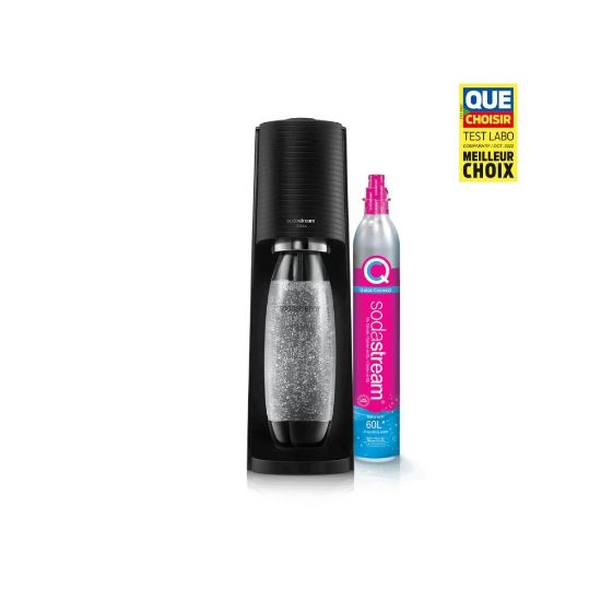 Machine SodaStream Terra noire + concentré Pepsi Zéro Sucres 440 ml offert – cylindre à clipser, 1 bouteille
