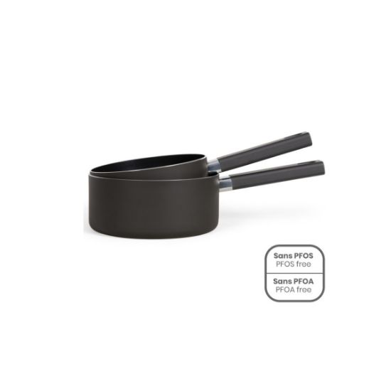 Set de 2 casseroles 18 et 20 cm aluminium antiadhésif induction – Livoo Premier Chef MEP154N – noir