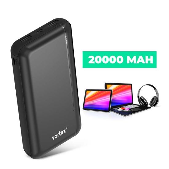 Batterie externe 20 000 mAh 3 sorties USB-A et USB-C – Vortex Powerhub 20 – noire