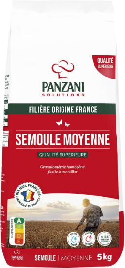 Panzani – Semoule de blé dur moyenne – Sac 5 kg