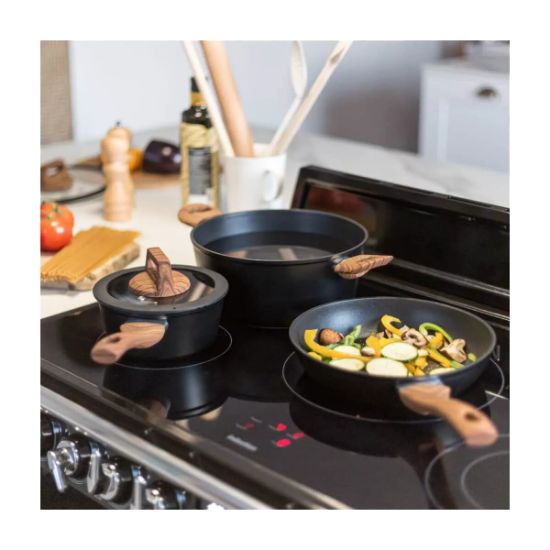 Batterie de cuisine 5 pièces aluminium forgé antiadhésif induction – Livoo MEP147 – noir