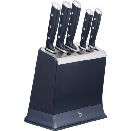 Bloc 5 couteaux avec aiguiseur intégré – Tefal Ever Sharp – bleu nuit