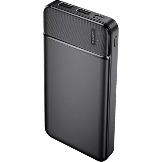 Batterie externe 10 000 mAh noire, 2 USB-A + USB-C