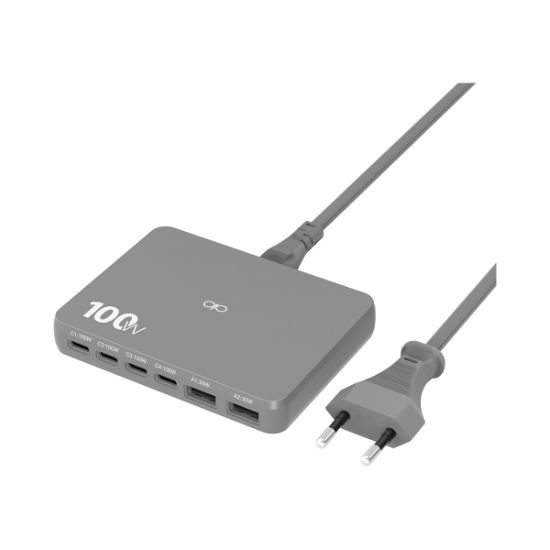 Station de charge 100 W Force Power : 4 USB-C + 2 USB-A, grise