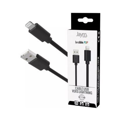 Câble USB-A vers Lightning 1,5 m noir – Jaym Collection POP