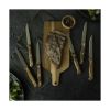 Set de 6 couteaux à steak lame dentelée 11 cm avec bloc en acacia – Livoo MEC133 – bois